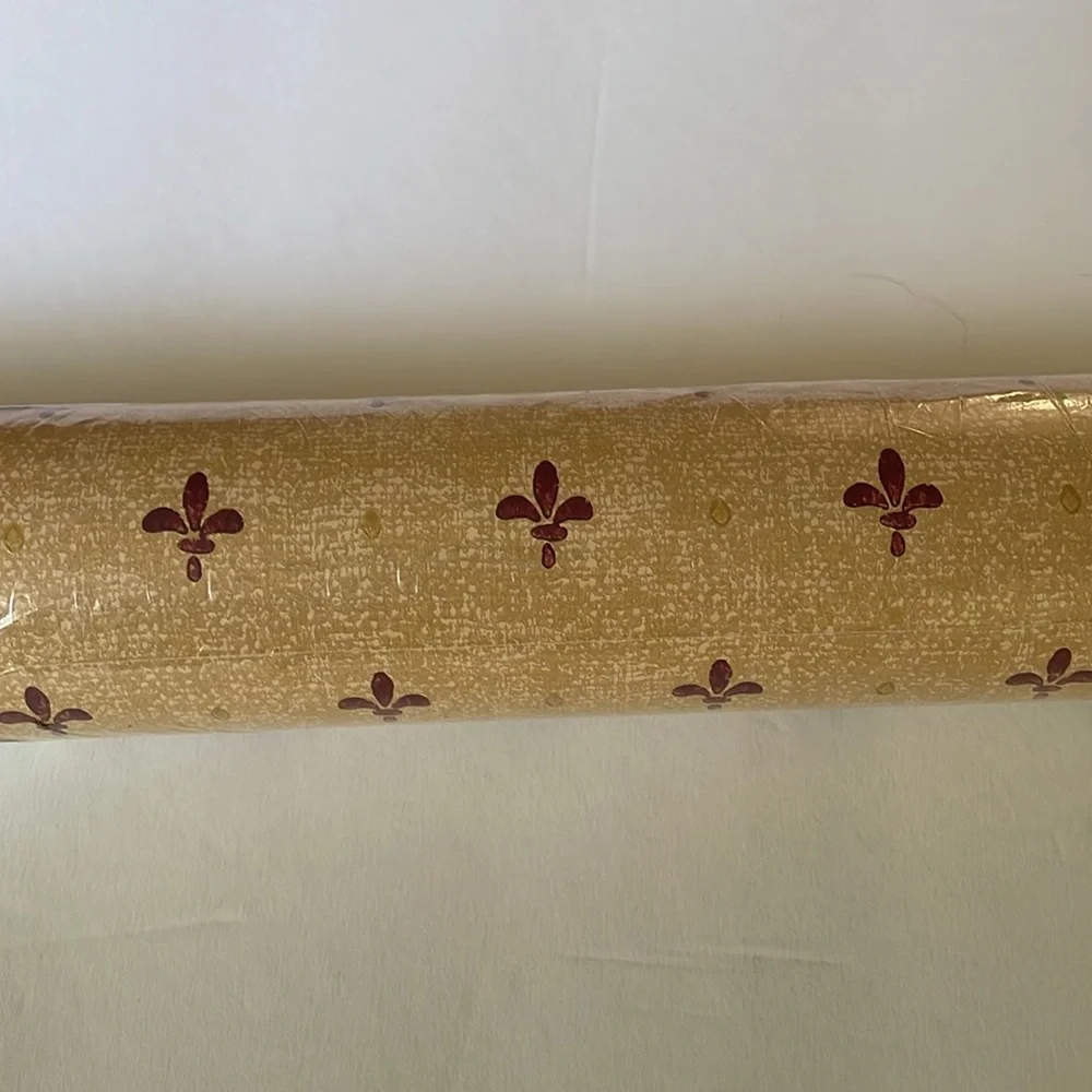 Raymond Waites Tan and Red Fleur-de-Lis Wall Paper